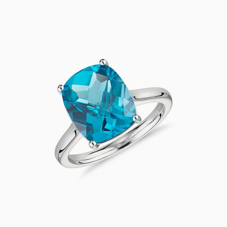 Blue topaz on plain band