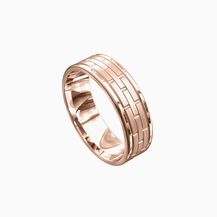 Brick Pattern Mens Ring 5086