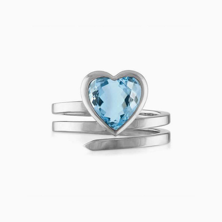 Blue Topaz Heart Ring