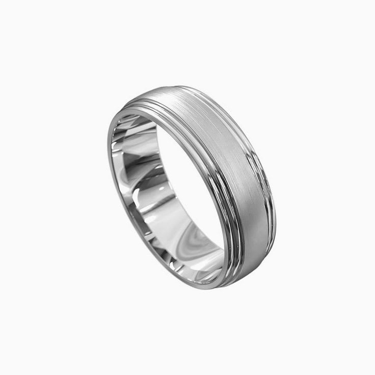 Brushed Finish Dual Tone Mens wedding Ring