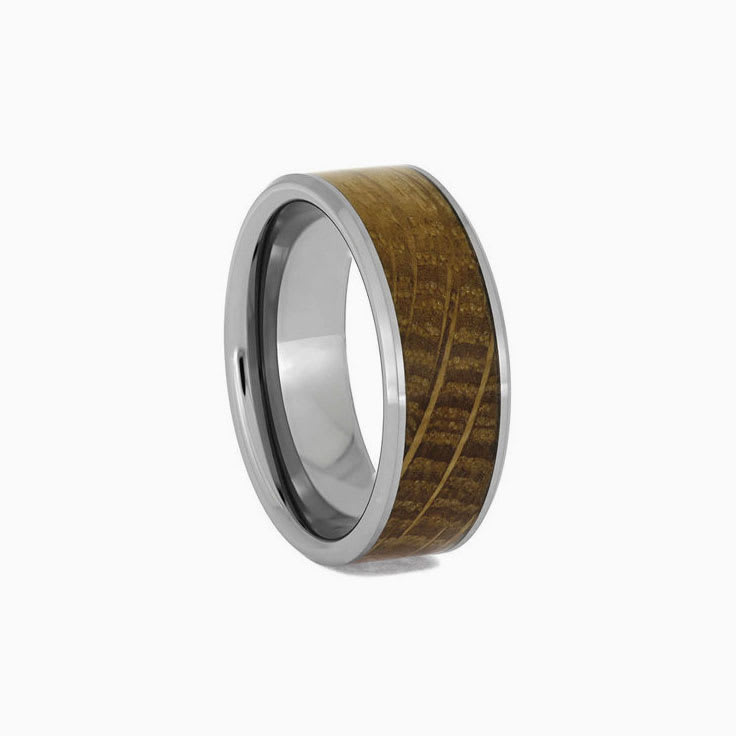 Mens Whiskey Barrel Oak Wood Ring