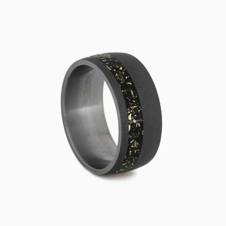 Black Stardust Wedding Band in Sandblasted Titanium