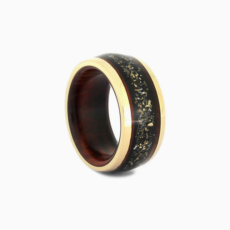 Black Stardust Band with wood and gold