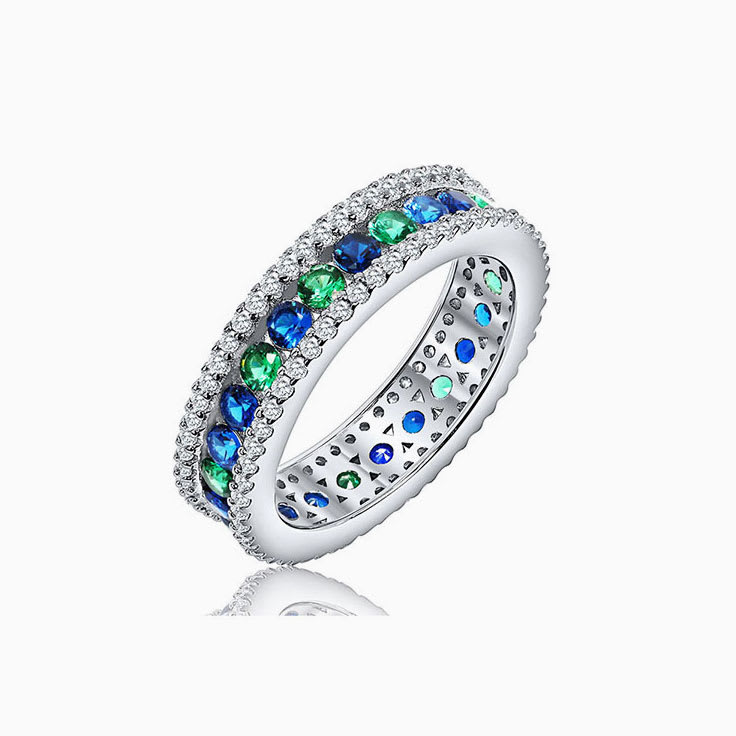 Round Diamond and Gemstone Ring