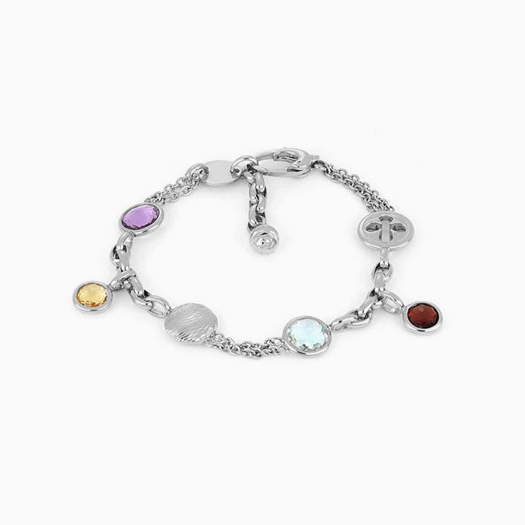 Double Chain Gemstones Bracelet