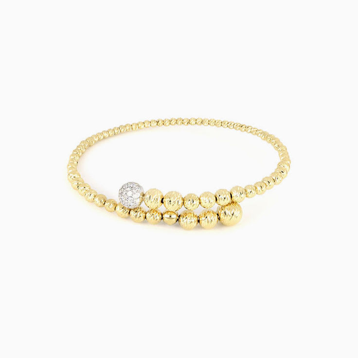 Yellow Gold Rigid Bracelet With Diamonds