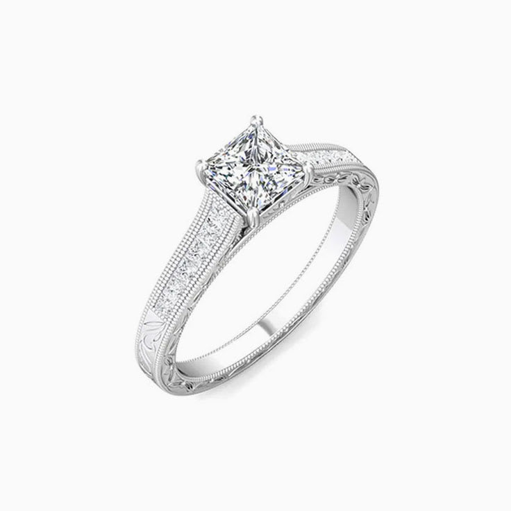 1 carat princess cut vintage engagement ring