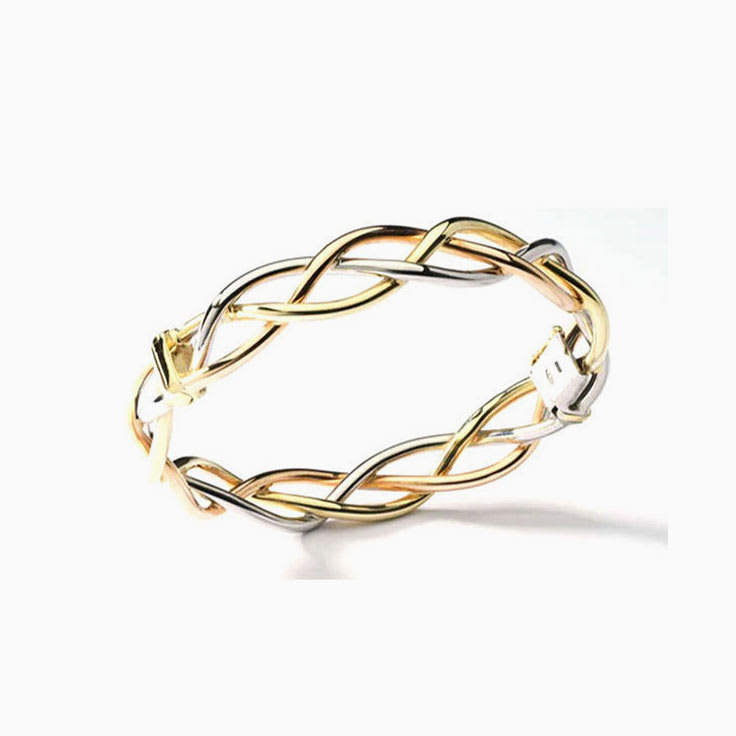 Three Tone Braided Italian Bangle BI343F