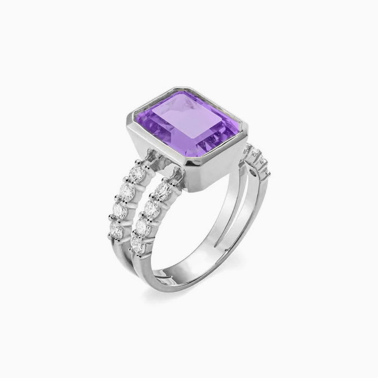 Amethyst And Diamond Split Band