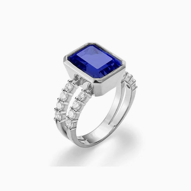 Sapphire And Diamond Split Band