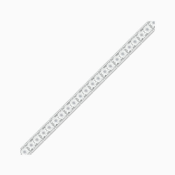 Round Duo Diamonds Link Tennis Bracelet