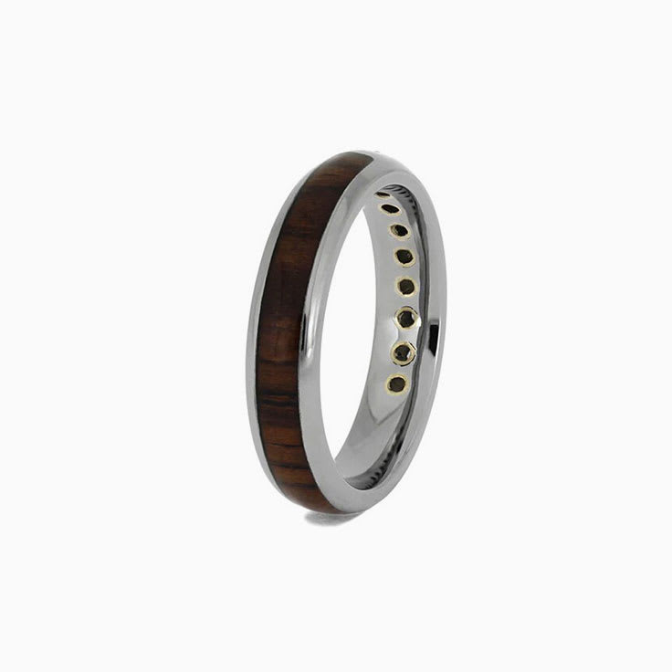 Womens Diamond And Rosewood Wedding Ring