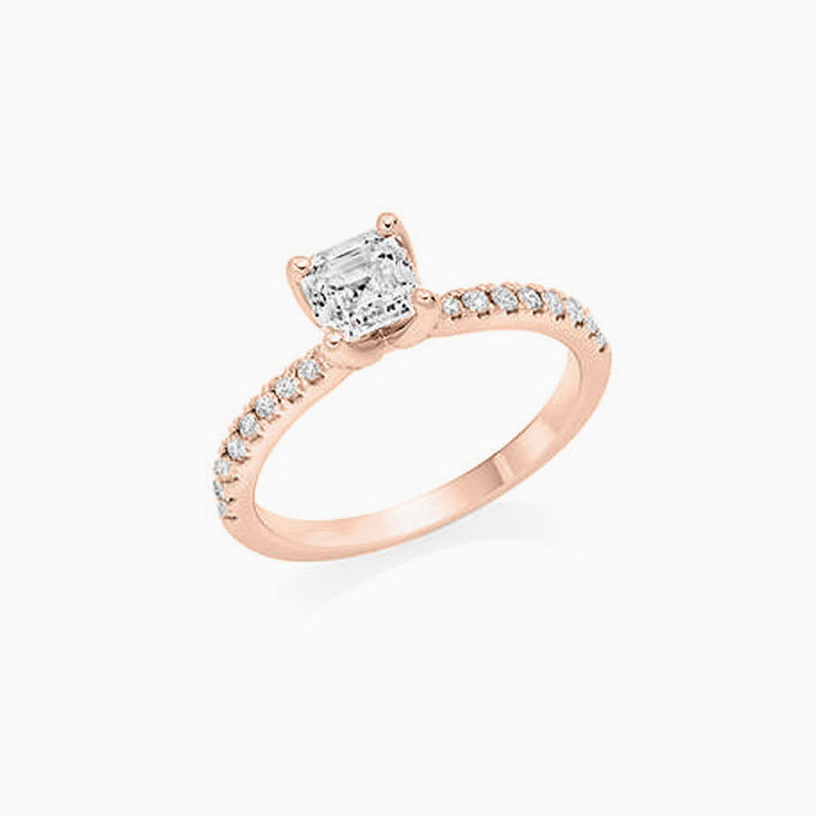 Asscher Cut Engagement Ring on a pave band