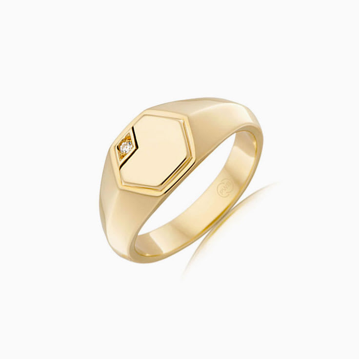 Hexagon Signet Wedding Band For Men