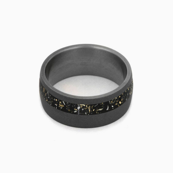 Black Stardust Wedding Band in Sandblasted Titanium