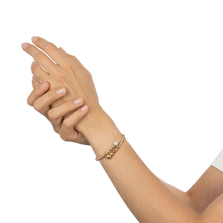 Yellow Gold Rigid Bracelet With Diamonds