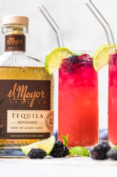 Paloma Recipe featuring the best tequila with blackberries and limes.