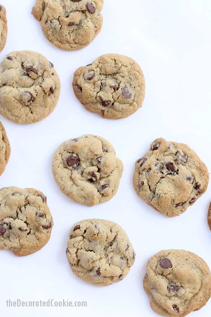 tip to make the BEST CHOCOLATE CHIP COOKIES -- it's all in the butter and shortening for the perfect consistency chocolate chip cookie.