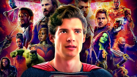 Superman, Marvel characters in background