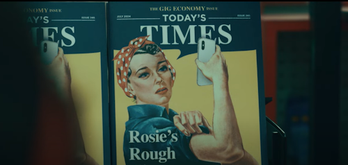 Rosie the Riveter on a newspaper 