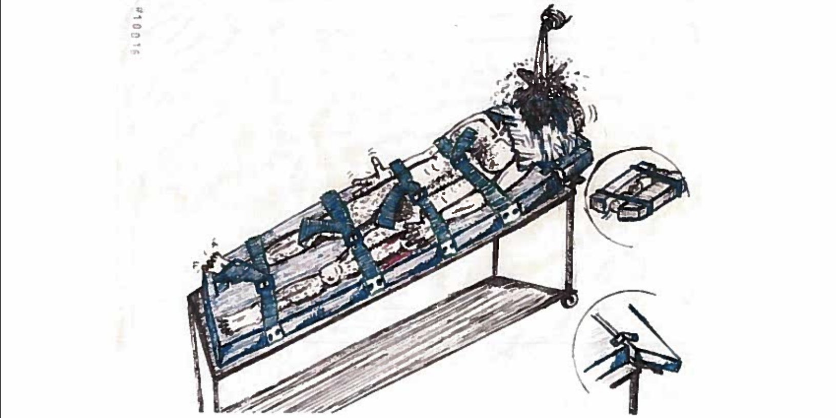 A sketch by Abu Zubaydah depicts the waterboarding he endured in CIA custody.