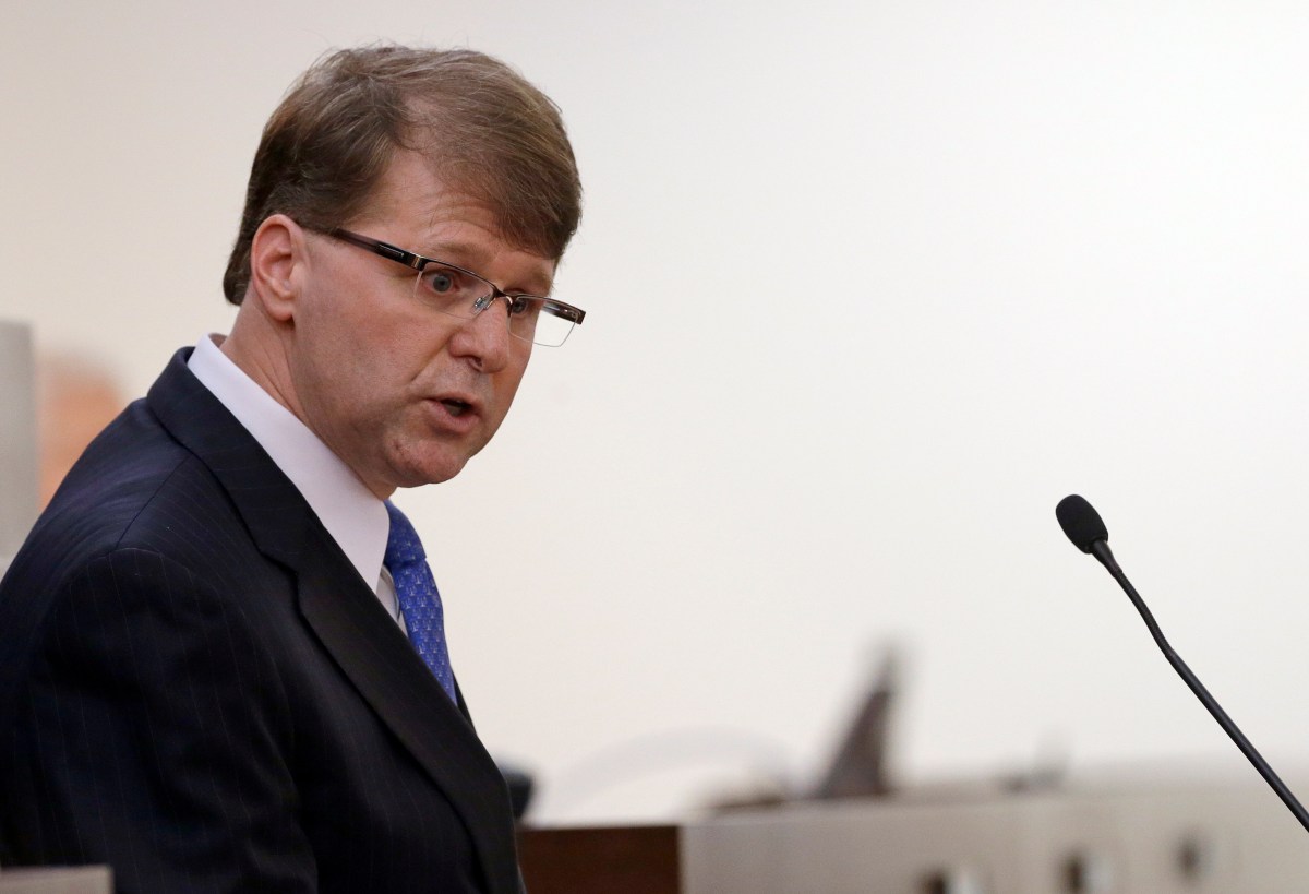 FILE - North Carolina Chief Justice Mark Martin delivers the State of the Judiciary address to a joint session of the General Assembly in Raleigh, N.C. on March 4, 2015. Martin will be the founding dean of the developing High Point University law school, the university announced Tuesday, June 7, 2022. (AP Photo/Gerry Broome, File)