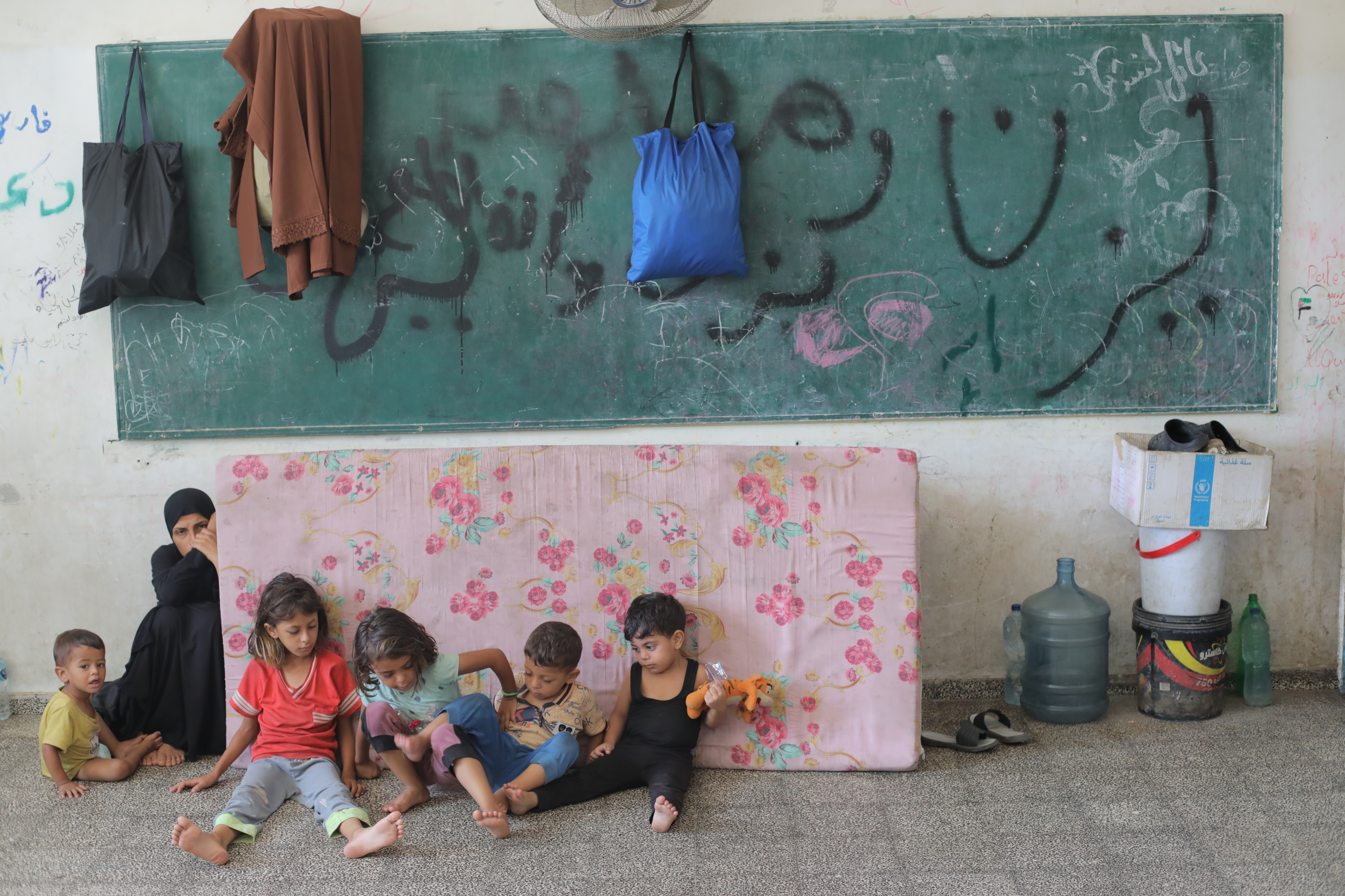 Serdi School in Nuseirat Refugee Camp, located in central Gaza and severely damaged by Israeli attacks, provide shelter to many displaced Palestinians in Gaza City, Gaza on August 22, 2024.