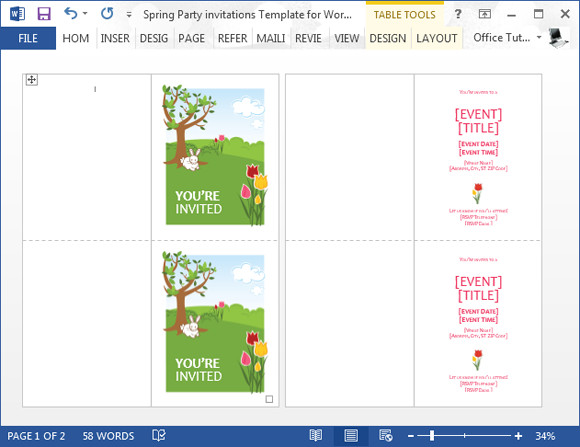 Microsoft Word Birthday Invitation Template
 Spring Party Invitation Template For Word