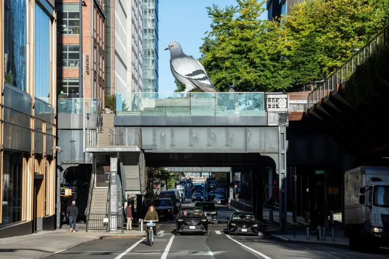 Dinosaur has landed: Meet the giant pigeon sculpture sitting on the High Line