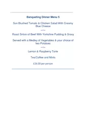 Banqueting Dinner Menu  Sun Blushed Tomato  Chicken Sa