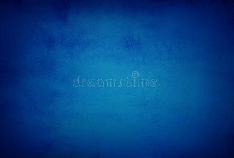 abstract blue background or dark paper with bright center spotlight and black vignette border frame with vintage grunge