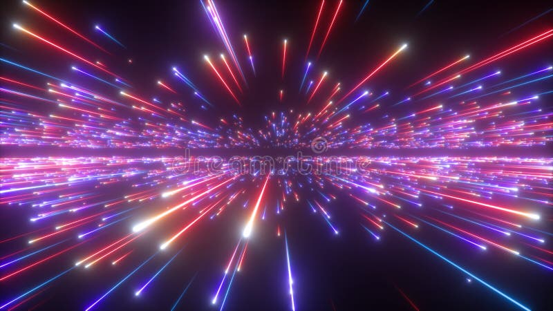 3d red blue fireworks, abstract cosmic background, big bang, galaxy, falling stars, cosmos, celestial, universe, speed of light