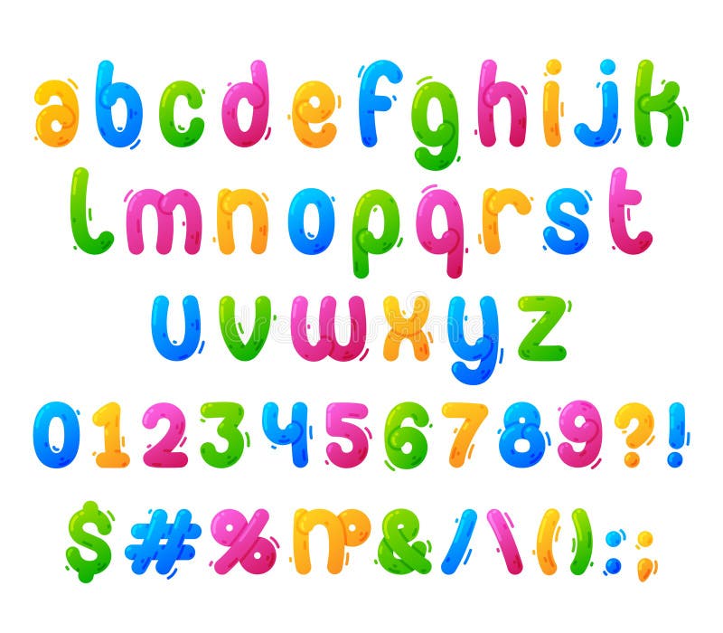 Funny Children Alphabet and Bright Balloon Font with Number and ...