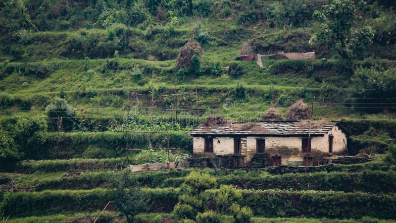 A Traditional House in Middle of Mountains in Almora, Uttrakhand Stock ...