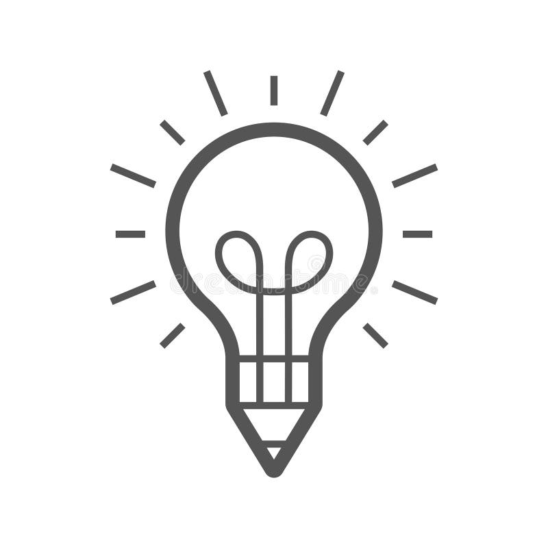 Light bulb and pencil logo template. Creative idea vector design. Smart writer logotype. EPS 10