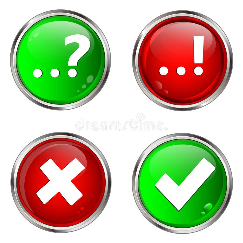 Question, Answer and Check Mark Buttons. Stock Vector - Illustration of ...