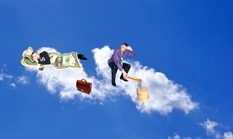 Sleeping upon heaven cloud businessman