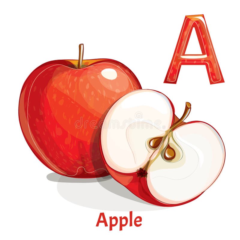 Vector alphabet letter A. Apple