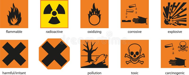 Warning labels stock vector. Illustration of corrosive - 28793215