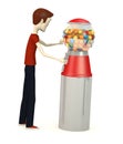 Cartoon boy with bubblegum machine