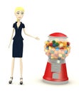 Cartoon businesswoman with bubblegum machine