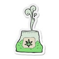 sticker of a cartoon bag of weed