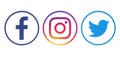 Facebook, Twitter and Instagram logos