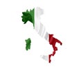 Map of Italy with waving flag isolated on white