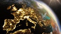 Planet Earth Europe zone using satellite imagery NASA