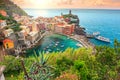 Vernazza village and stunning sunrise,Cinque Terre,Italy,Europe