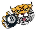 Wildcat Angry Pool 8 Ball Billiards Mascot Cartoon