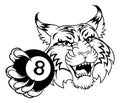 Wildcat Angry Pool 8 Ball Billiards Mascot Cartoon