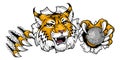 Wildcat Bobcat Golf Ball Sport Team Cartoon Mascot