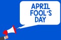 Word writing text April Fool s is Day. Business concept for Practical jokes humor pranks Celebration funny foolish